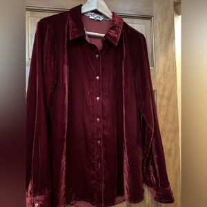 Women’s red  velvet blouse Large
